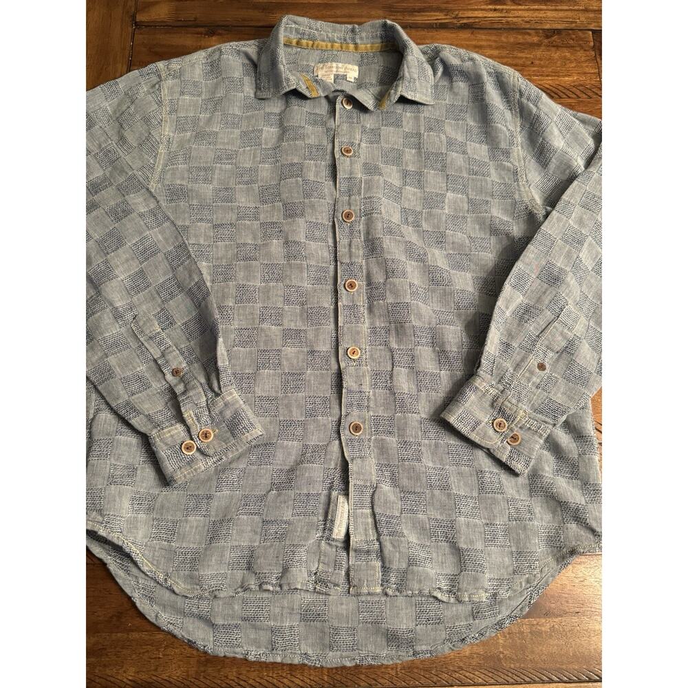 The Territory Ahead Men’s Linen Blend Light Long Sleeve Btn Front Shirt Medium